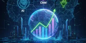 Emerging Marketing Automation Trends Q3 2026: Boosting US Lead Nurturing by 20% (RECENT UPDATES) Futuristic digital marketing automation trends with AI and data analytics, US map in background, symbolizing growth and innovation.