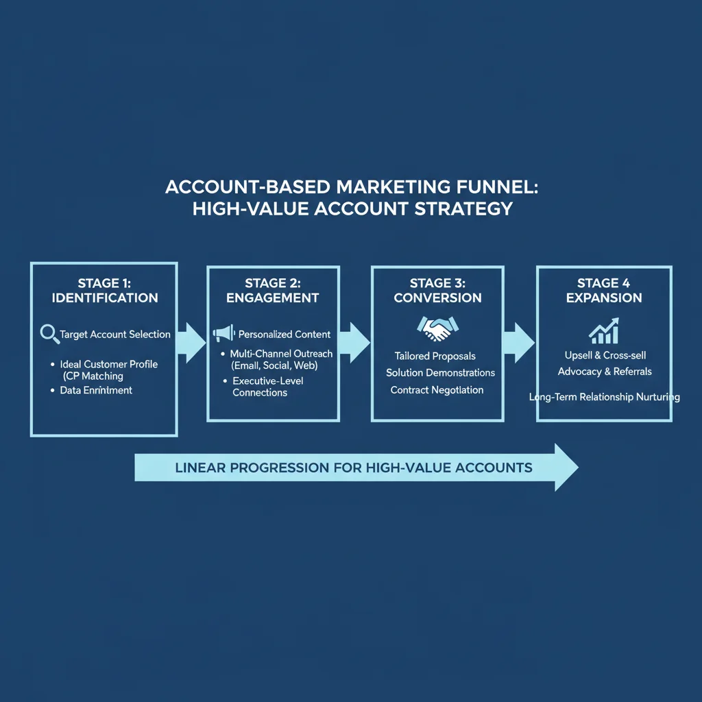 Account-Based Marketing funnel stages infographic