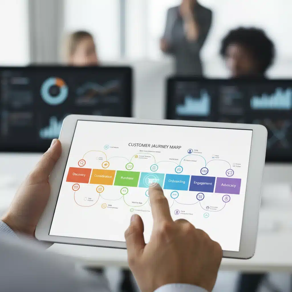 Customer journey map visualization on a tablet