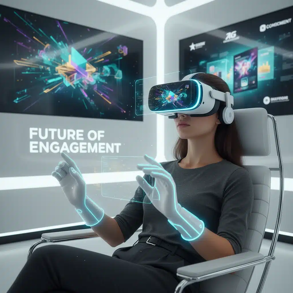 Person immersed in a virtual reality experiential marketing event